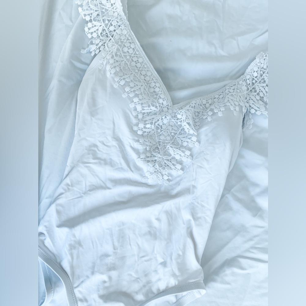 White Lace One Piece Swimsuit
